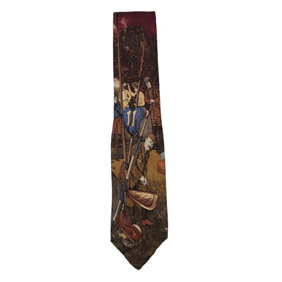 VINTAGE RARE Polo Ralph Lauren Victorian Golf Scene 100% Silk Handmade Necktie - Picture 5 of 9